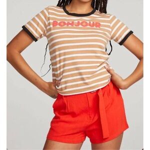 CHASER Bonjour Striped Tee Size XS NEW